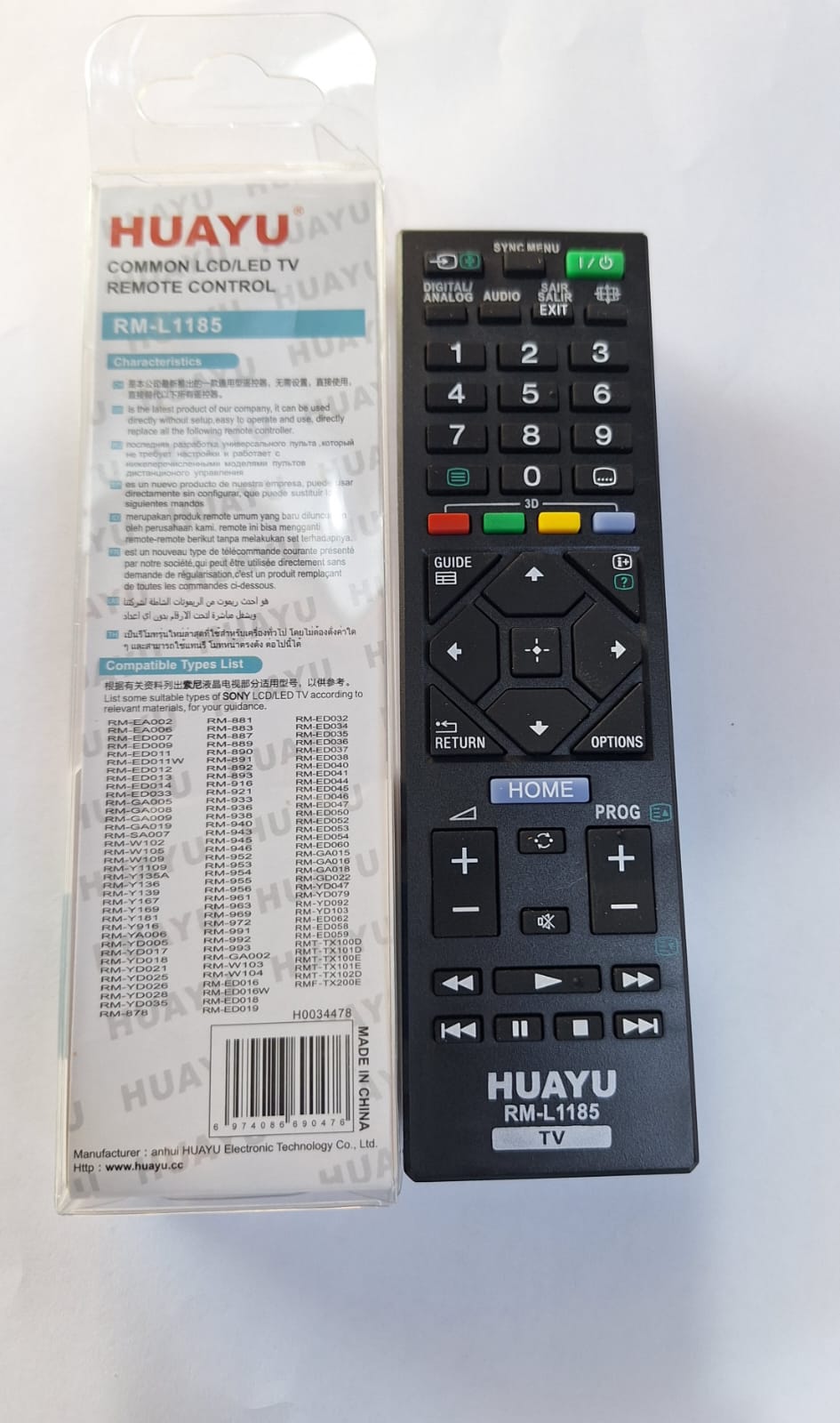 REMOTE CONTROL FOR SONY LCD LED 1185