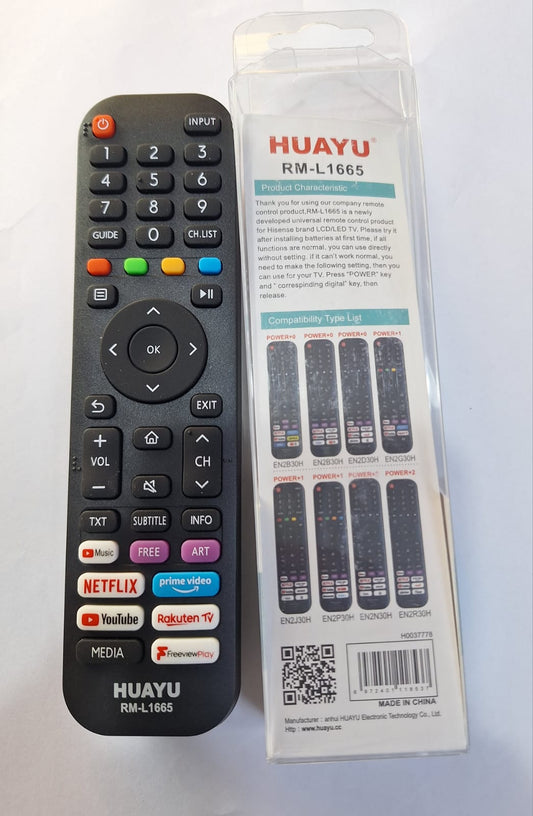 REMOTE CONTROL FOR HISENSE 1665