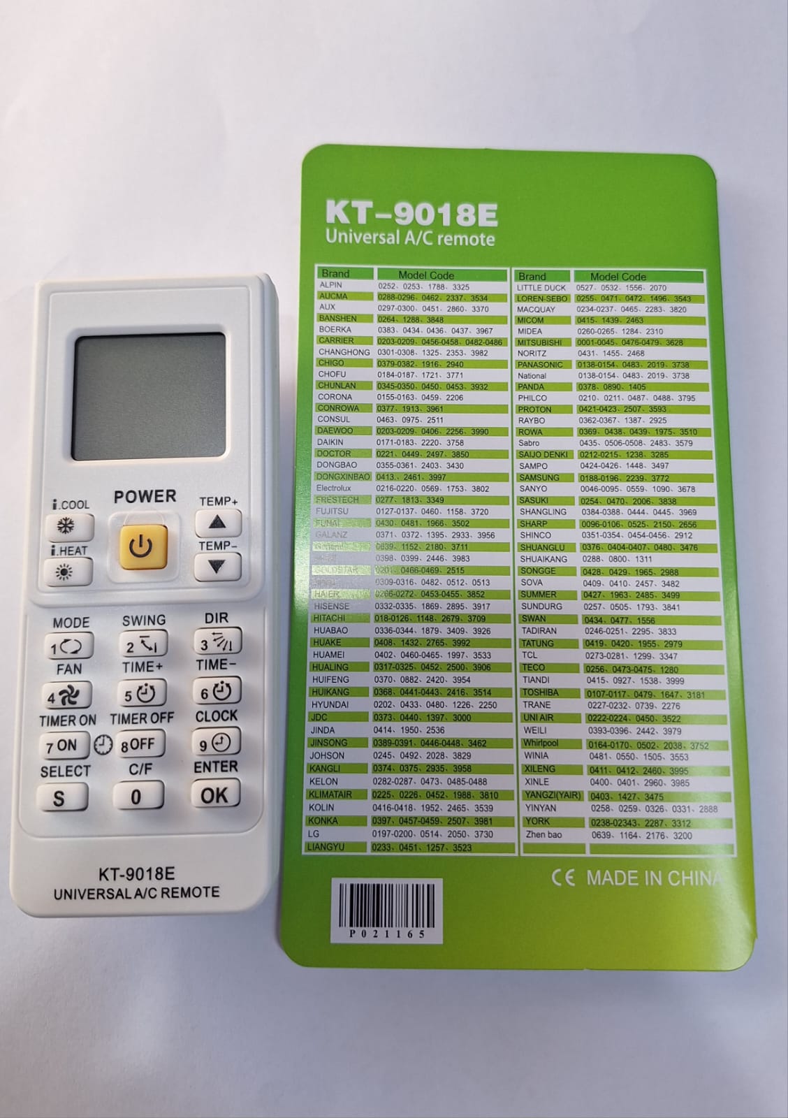 REMOTE CONTROL FOR AC UNIVERSAL 9018E